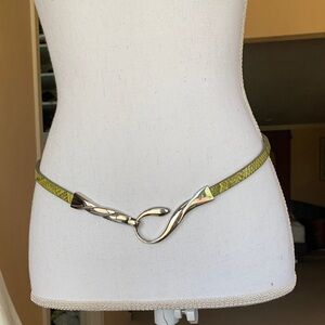 Women's Metallic Hook Accent Green Waist Belt